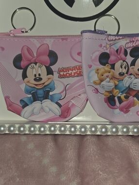 NEW 2 Pc Coin Pouch Pink And Purple Keychain